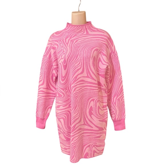 Gianni Bini GB Sweater Dress Pink Marble Swirl Long Sleeve NWT Size XL - Picture 2 of 11